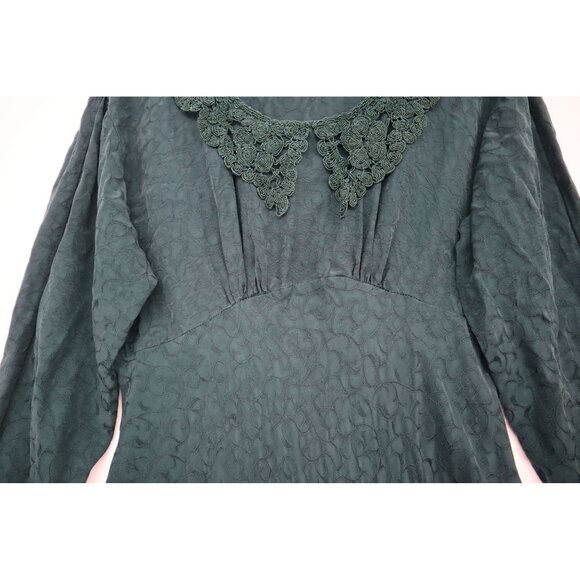 Y2K Vintage Carole Little Green Jacquard Whymsiegoth Dress Lace Grannycore Boho - Picture 5 of 11